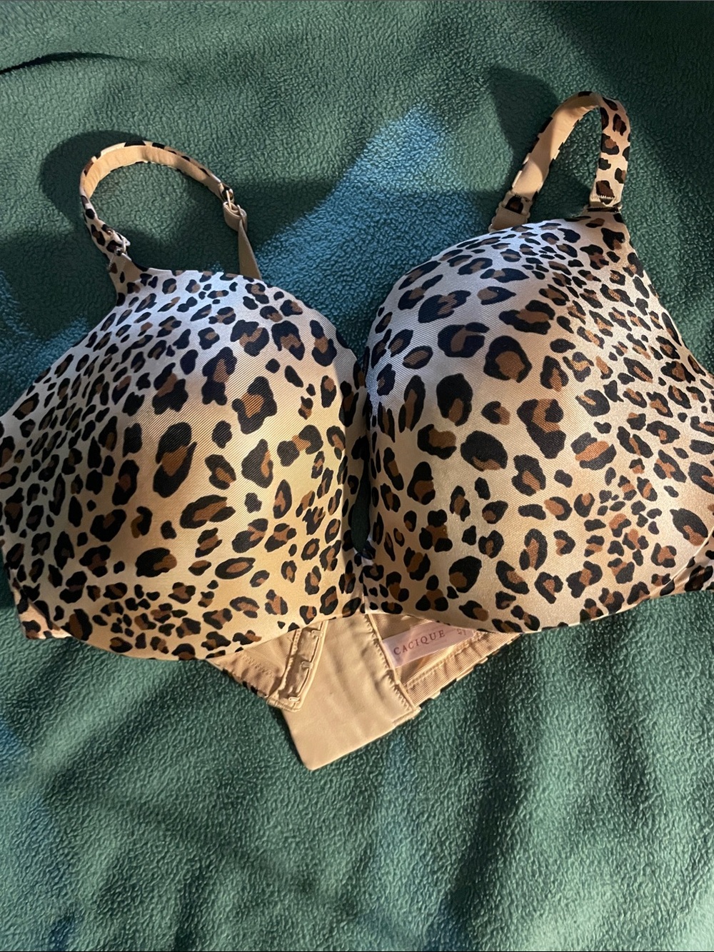 Cacique Leopard Print T-Shirt Bra - Tan, Black, Brown